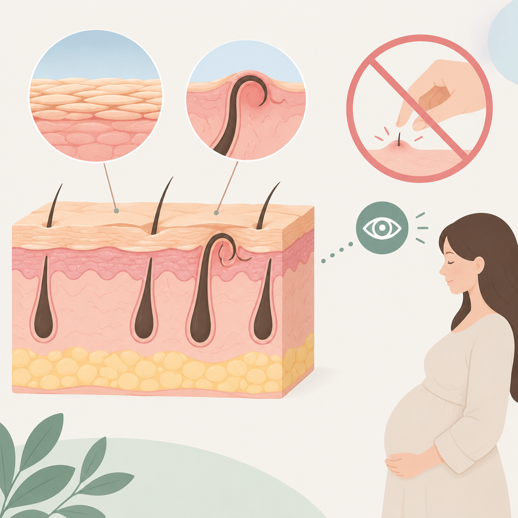 AI 생성 설명 이미지: 임산부 왁싱 도도라인왁싱 파주운정본점 | 인그로운 헤어 관리와 털을 파내는 행동 구분하기